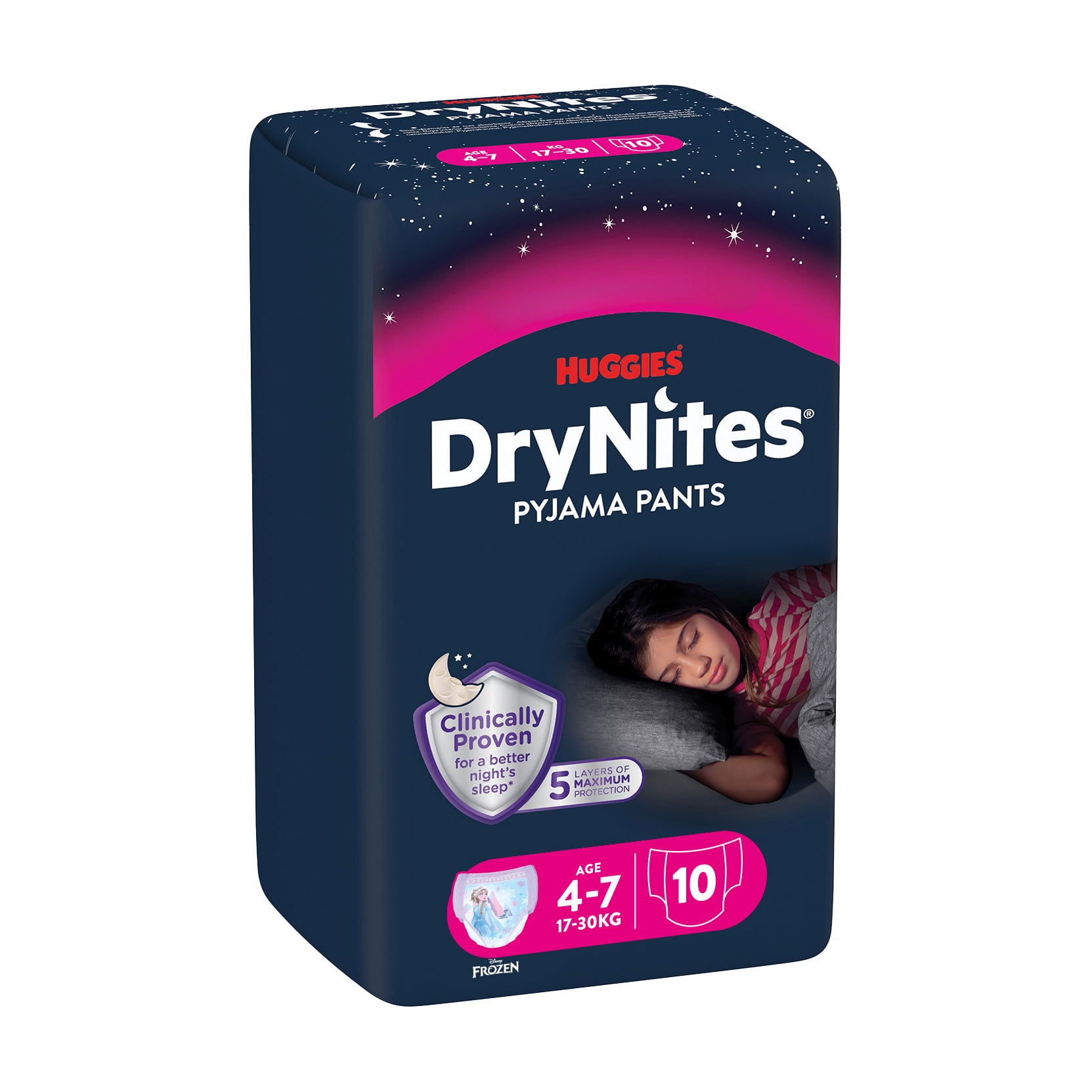 Нічні трусики-підгузки Huggies DryNites  для дівчаток, 4-7 років (17-30 кг), 10 шт
